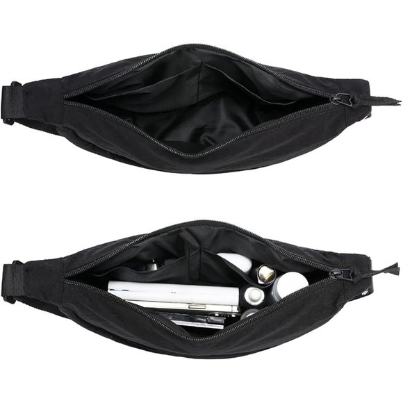 Women Men Black Small Sling Crossbody Bag with Half Moon Shape - Picture 6 of 11